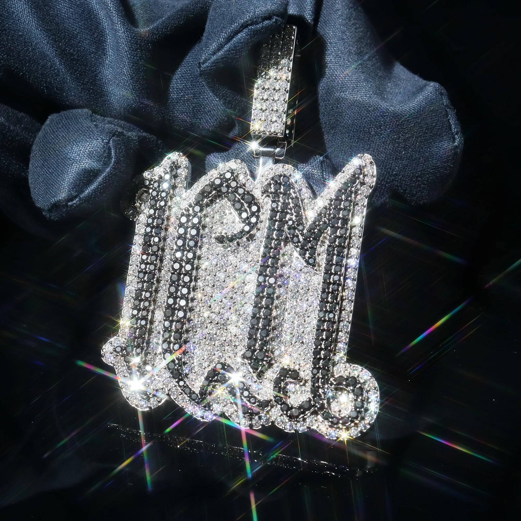 Hip Hop Jewelry Iced Out Letter Name Pendant Two Tones Two Layers Pass Diamond Tester VVS Moissanite Luxury Custom ICM Pendant