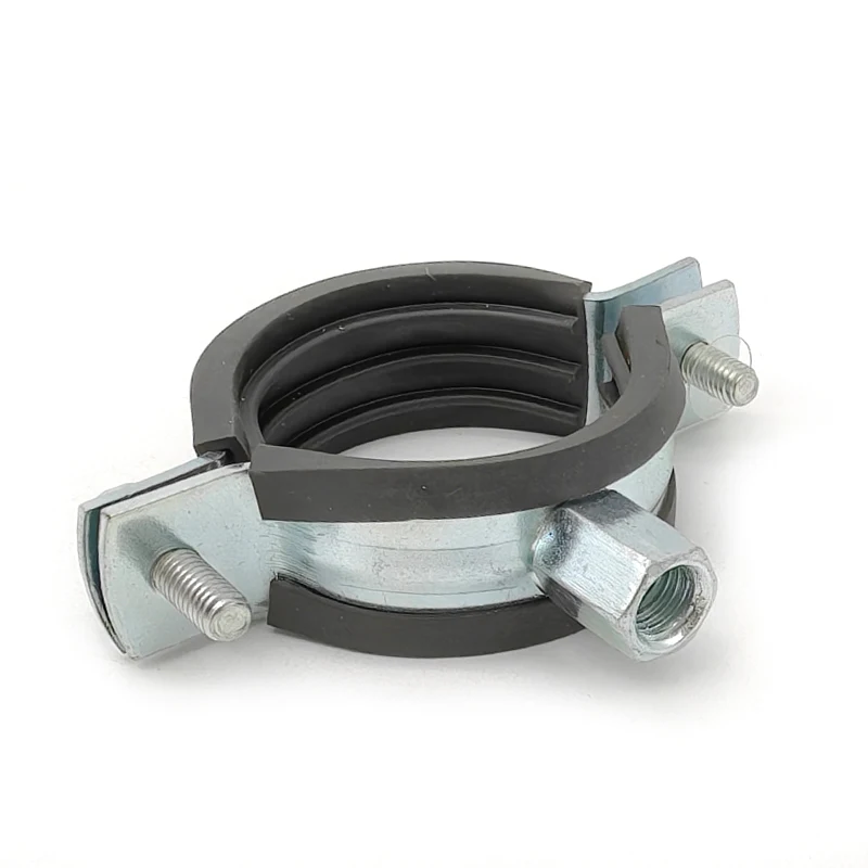 EPDM Pipe Clamp With Rubber Lined Split Two Screw Tube Wall Mounting Clamps