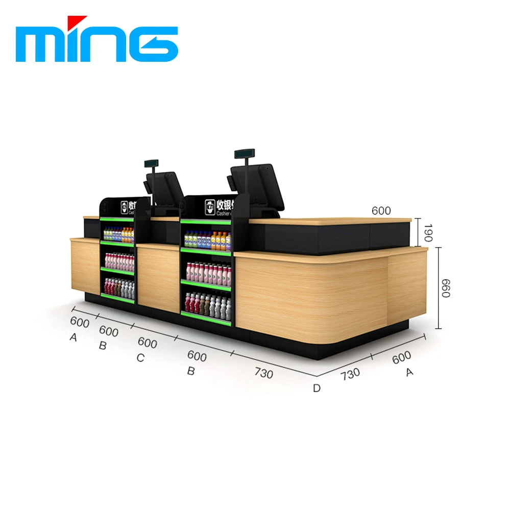 Modern Design Checkout Counter Supermarket Grocery Store Cashier Desk  with Conveyor Belt