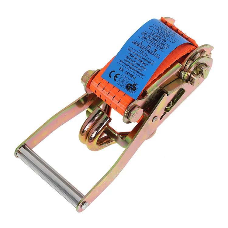 Manufacturers Custom 4 inch Heavy Duty Ratchet Tie Down Straps with Flat Hook for Truck Cargo Control Load Strap