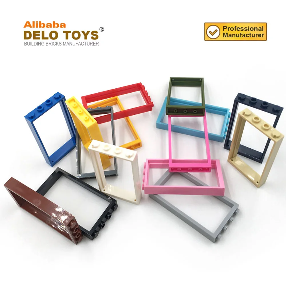 DIY parts building blocks Plastic Toy bricks accessories Door, Frame 1 x 4 x 6 with 2 Holes on Top and Bottom (NO.60596)