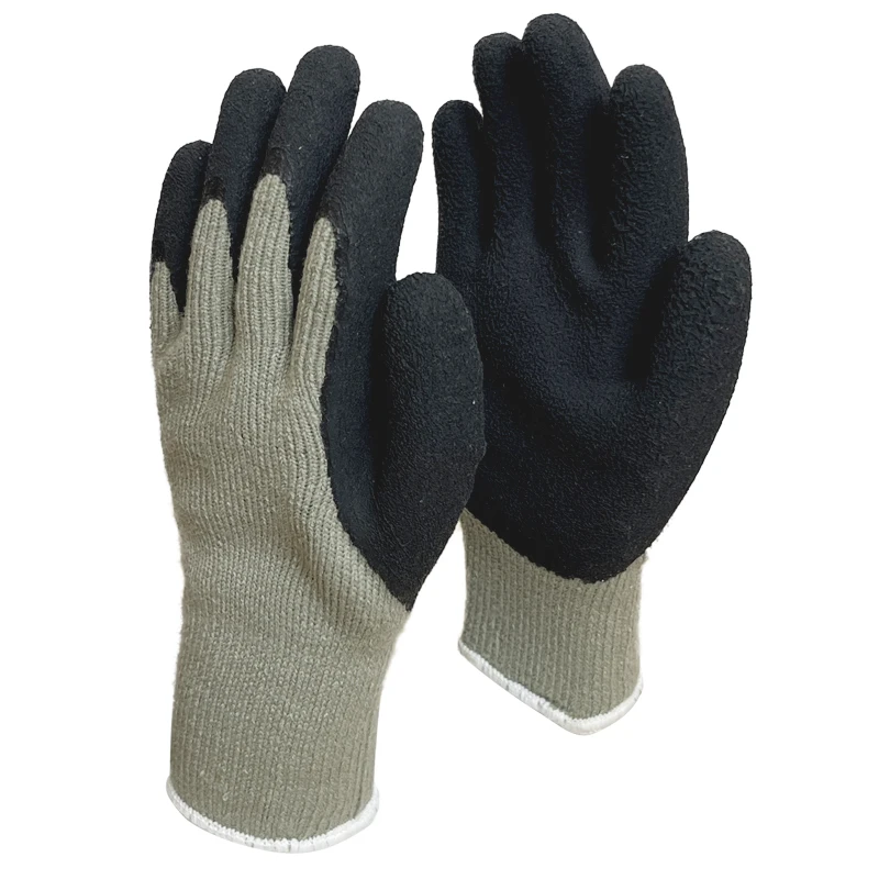 Cheap comfort 7 Gauge black fashion acrylic with foam latex coated industri gardening gloves safety gloves for work