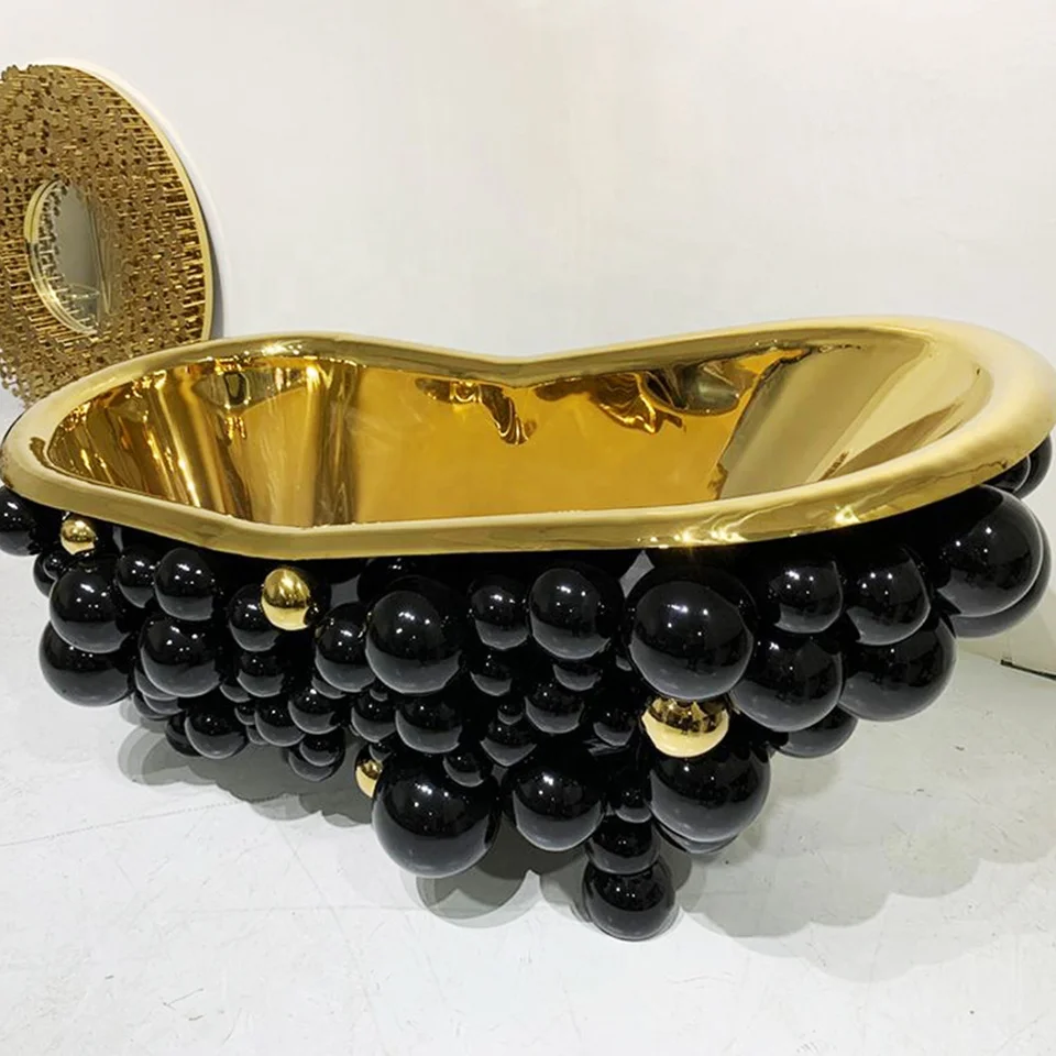 Postmodern Light Bubble Bathtub Wash Basin Set Stainless Steel Villa Luxury Guangdong Modern Freestanding 3 Years Drainer Center