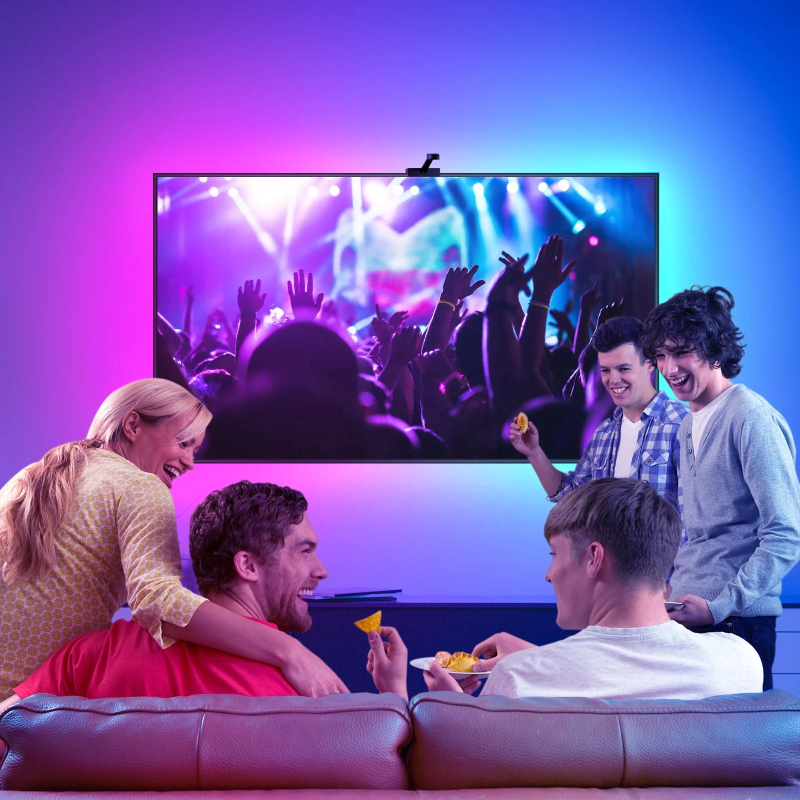 RGBIC Smart Ambient Light Sync with TV Immersion Led Strip   Wi-Fi Alexa For Google Voice Control with camera