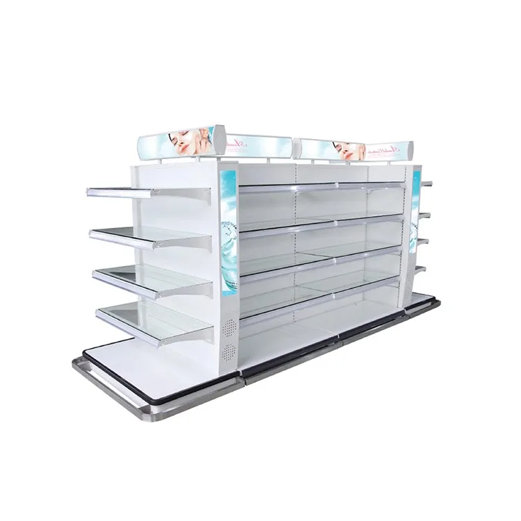 Metallic double sided used shelves vector supermarket shelf gondola
