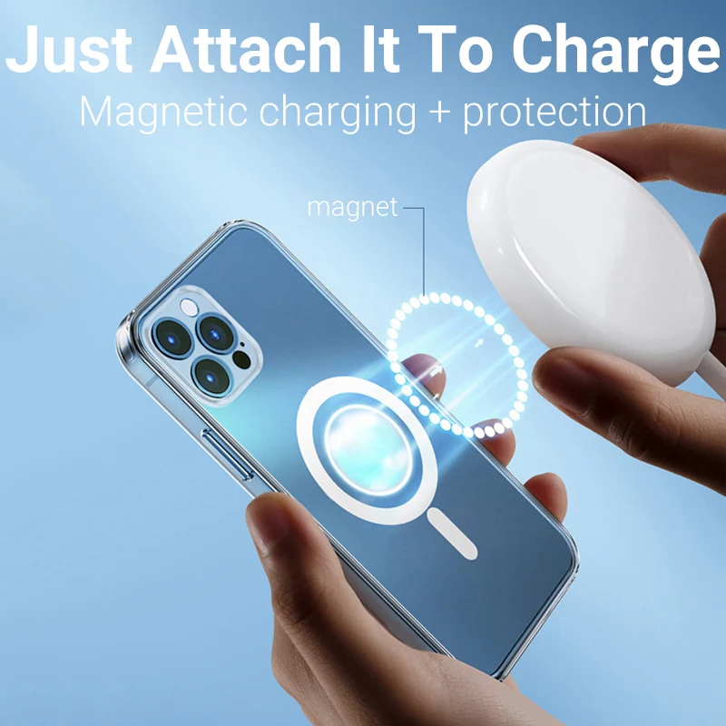 Clear Magsafes Magnetic Case For iPhone 12 Pro Max Case Magsafing Wireless Charger Protective Cover For iPhone12 Housing Shell