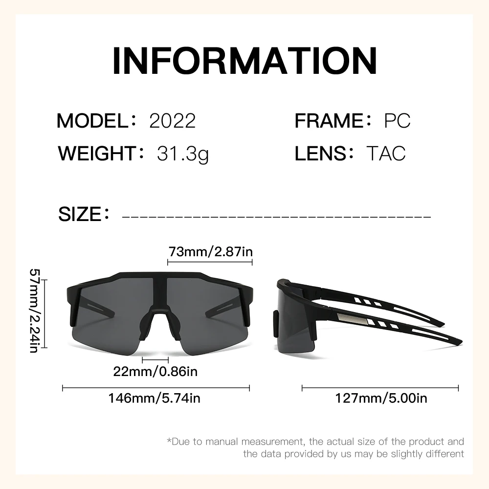 Custom Logo Half-Rimless Oversized Sports Glasses Classical PC/TR Frame Eyewear for Outdoor Sports like Skiing and Cycling