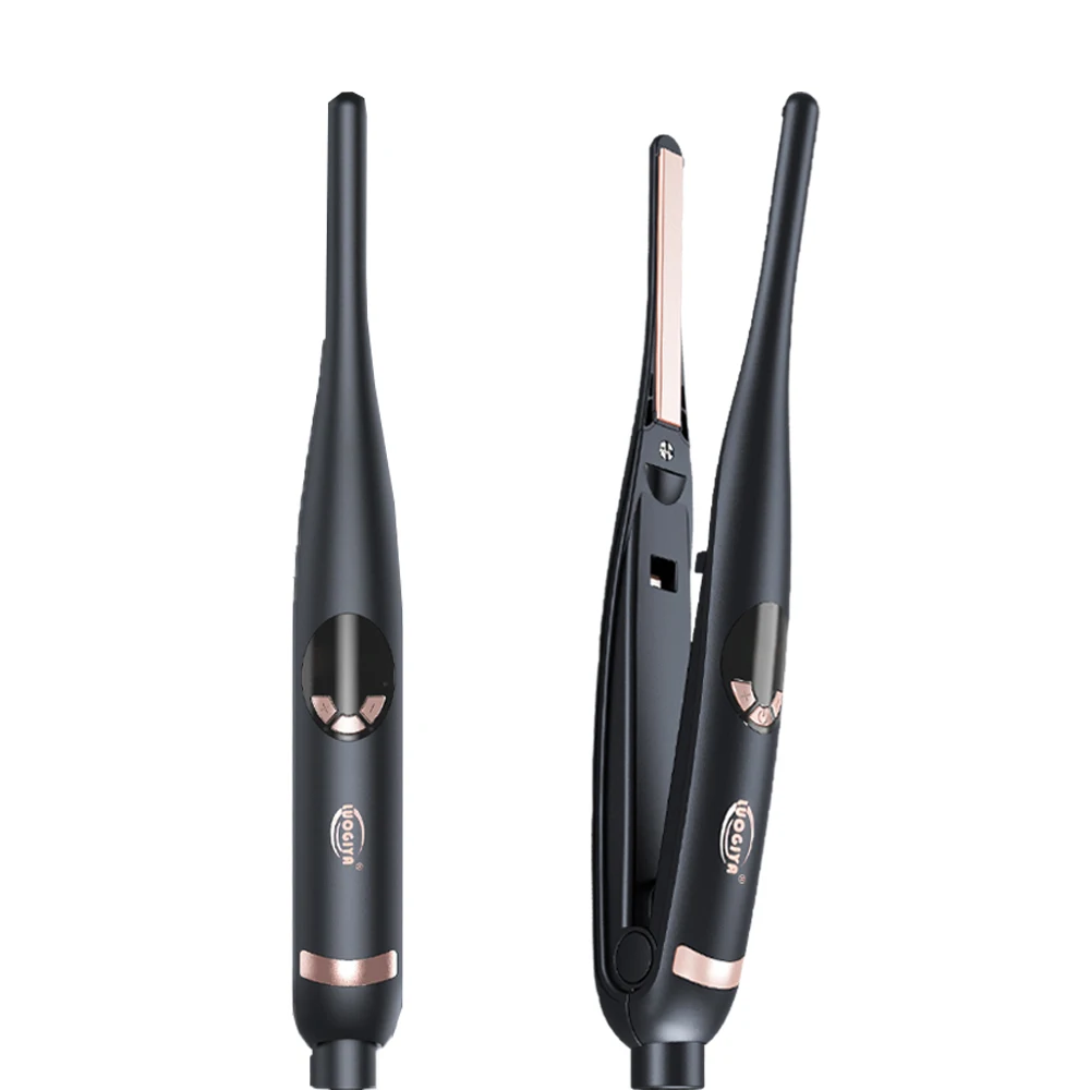 pencil thin small 1/3inch 8mm wide ceramic coating 2 in 1 curler irons mini men breard straighteners short hair flat iron