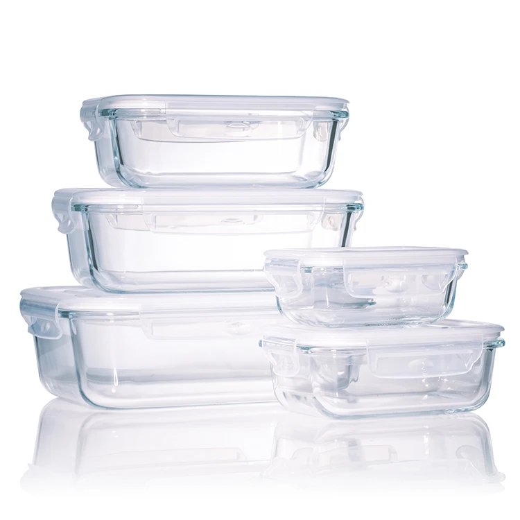 Newly Hinged Locking Lids Glass Lunch Box Kitchen Home Glassware Containers for Food Storage
