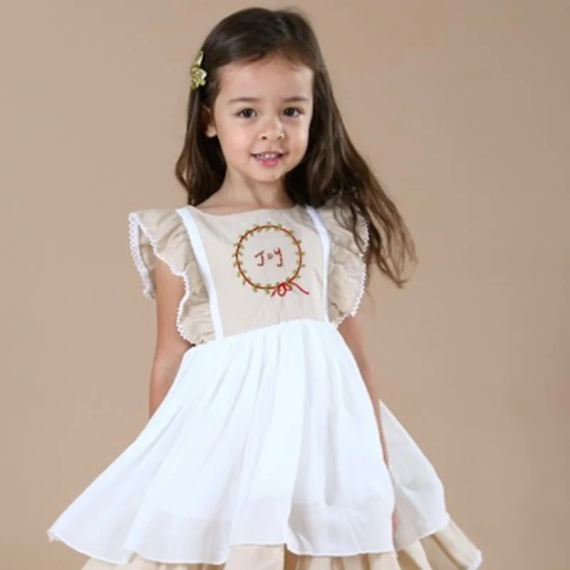 Wholesale pink Handmade embroidery dress kids remake dress for kids girls 2 to 14 years old baby dresses