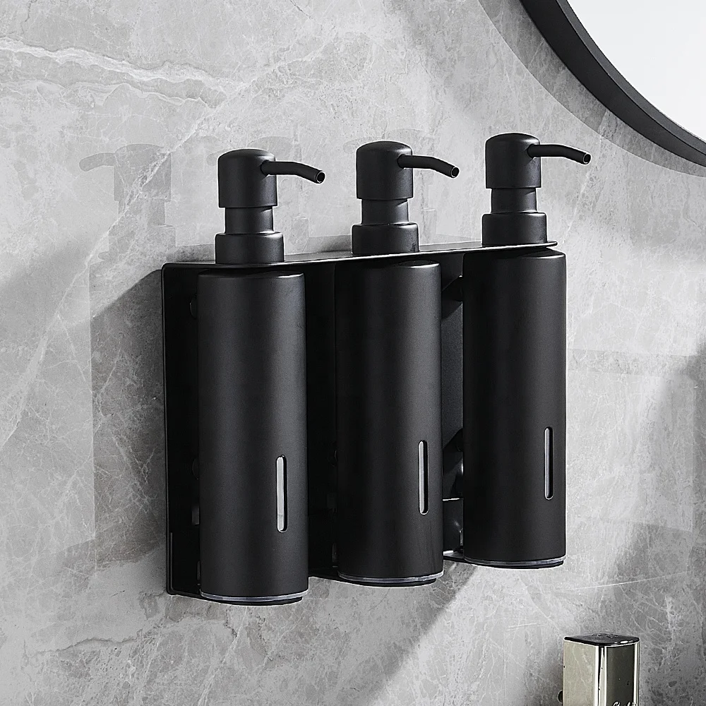 Manual Soap Dispenser Stainless Steel Bathroom Wall Hanging Shower Shampoo Gel Dispenser