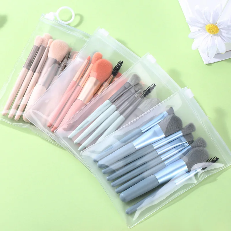 8pcs mini travel makeup brush set eyeshadow portable multi colors cosmetic tools private logo with soft touch feeling wholesale