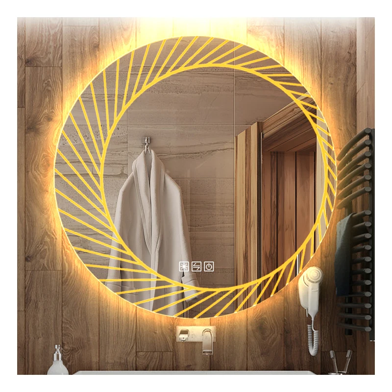 Frameless Round Bath Vanity Illuminated Lighted Backlit Smart LED Bathroom Mirrors With light