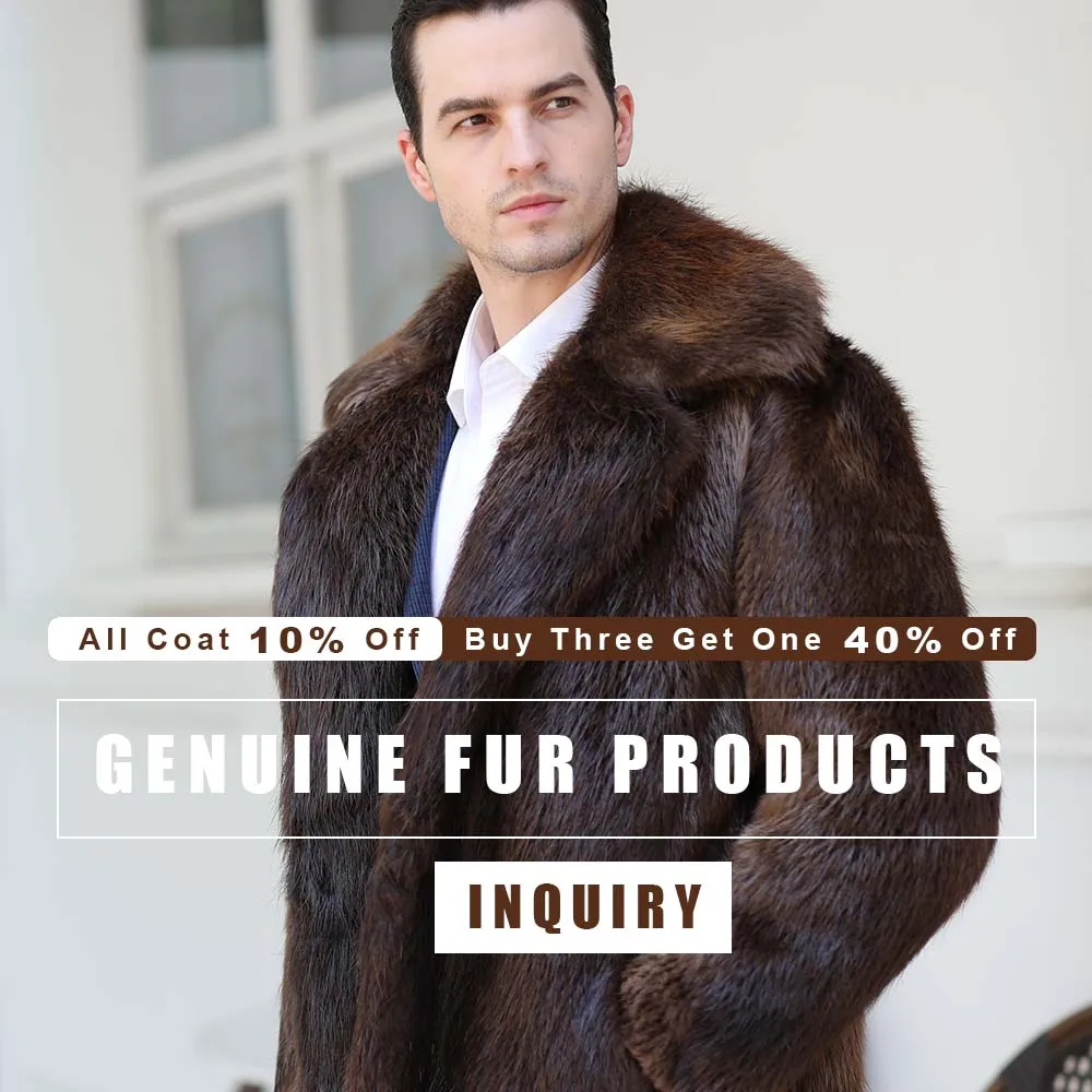 Customized Classic Desgin Plus Size Winter Mens Beavr Fur Jacket Coat