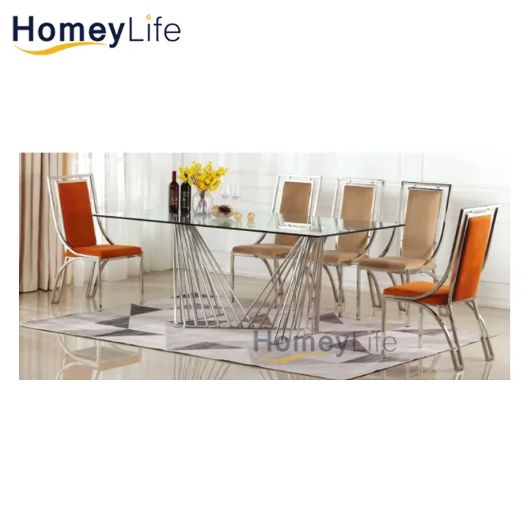 6ft Long Stainless Steel Wedding Banquet Dining Table Gold Frame with White Top