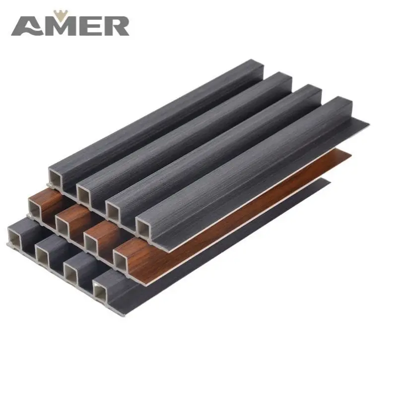 Amer Factory price Indoor Wood Plastic Composite Cladding Fluted Wall Board Wpc Interior Wall Panel