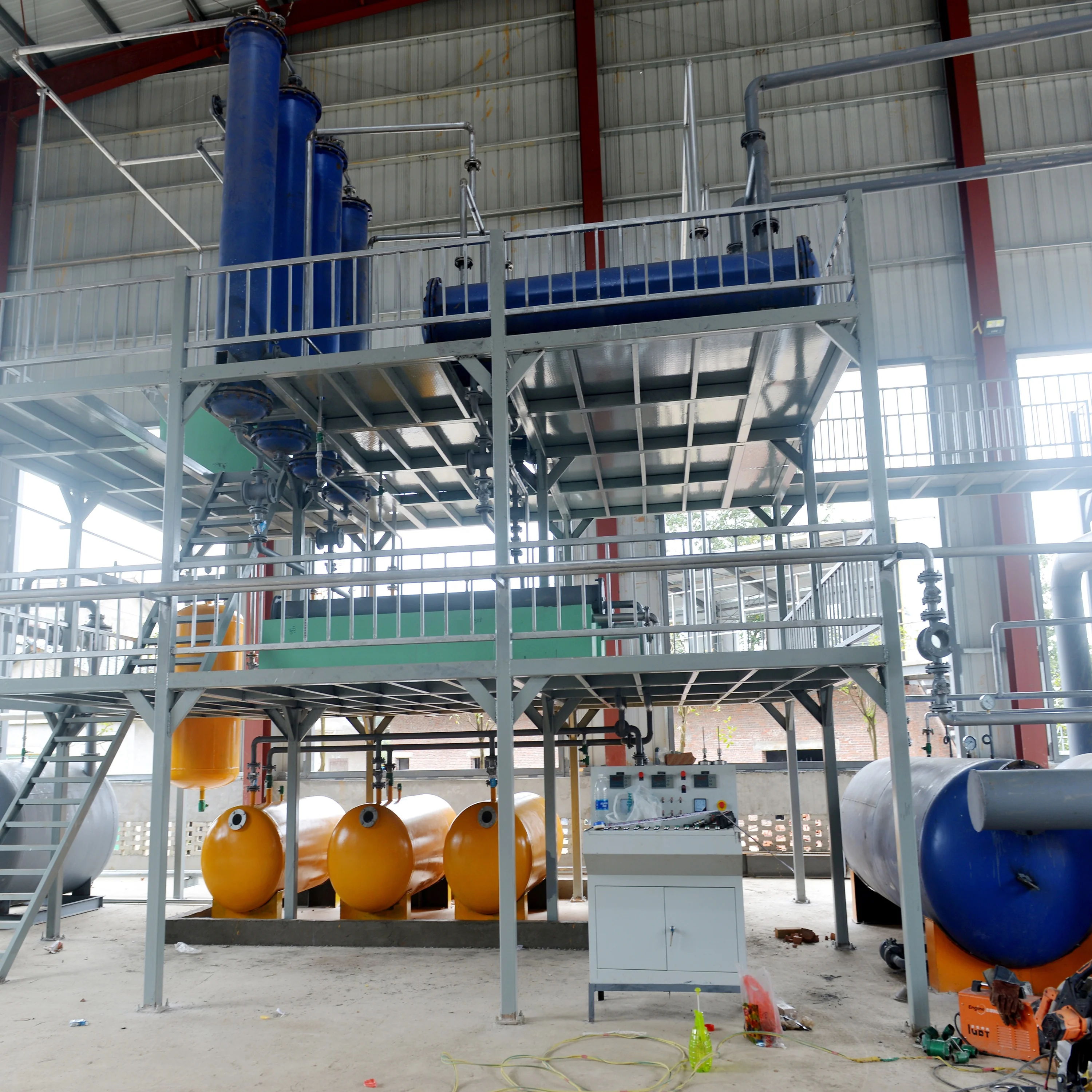 Cooling Waste Tire Pyrolysis Distillation Oil Refining Plant