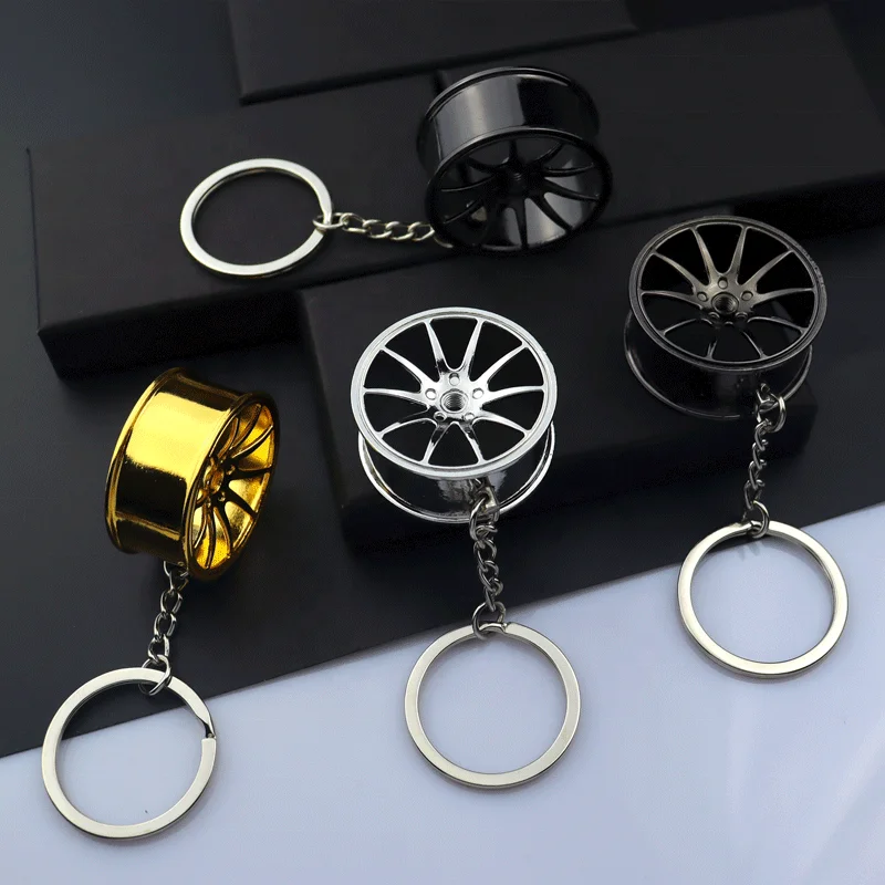 Metal Brake Wheel Turning One Piece Gun Black Key Charm Holiday Gift Mercedes Wheel Caliper Keychain