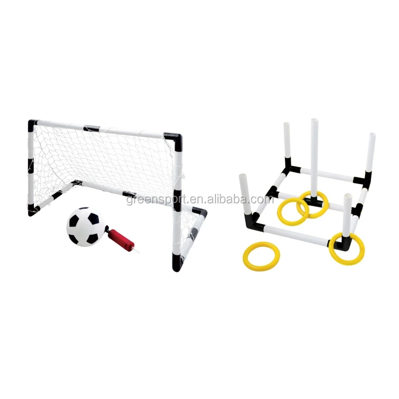 Best seller PLASTIC outdoor game toys ring toss and soccer PVC goal game set