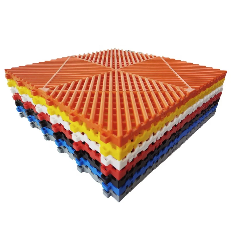 Hot Selling PP 40cm x 40cm DIY Friendly Interlocking Floor Tiles High Duty Plastic Car Garage Floor Tiles Plastic