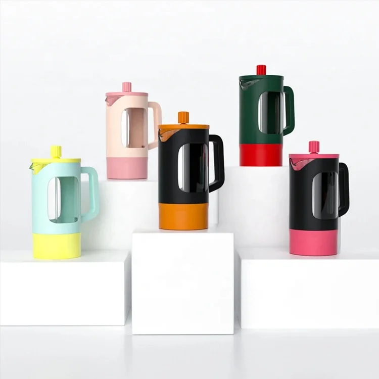 Colourful household French press glass tea brewer hand-pressure filter cup brewing cold brew pot hand-brewed coffee maker