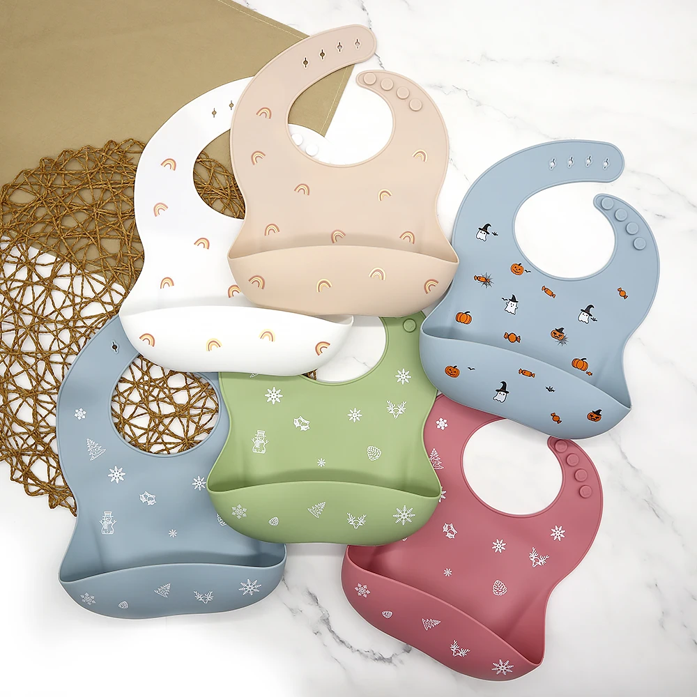 silicone baby feeding set bowl with spoon lfgb cute adult silicone baby teething feeding bib waterproof packaging with catcher