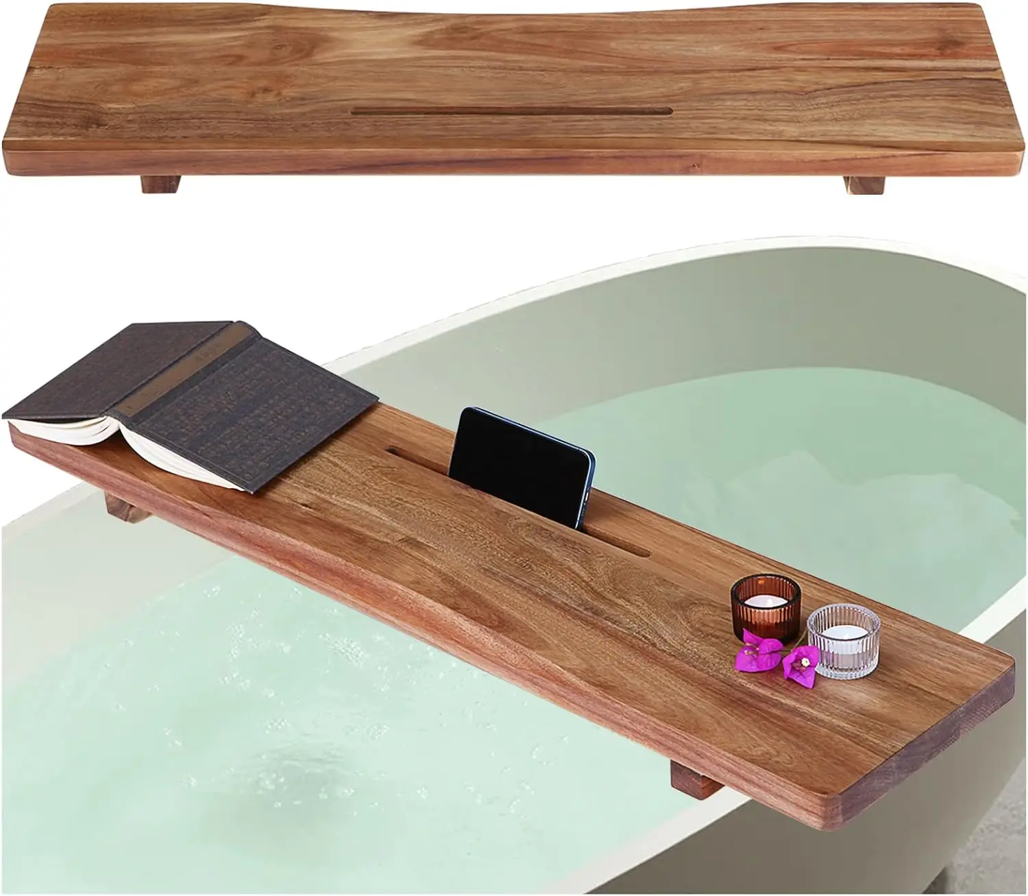 Rustic Industrial Live Edge Wooden Shelves Multifunction Floating Wall Shelf for Bathroom Decor