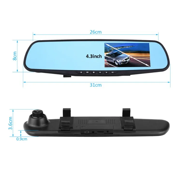 Hot selling mirror dash cam single 3.2 inch car camera hd 480p rearview mirror camera dash cam front and rear 4k