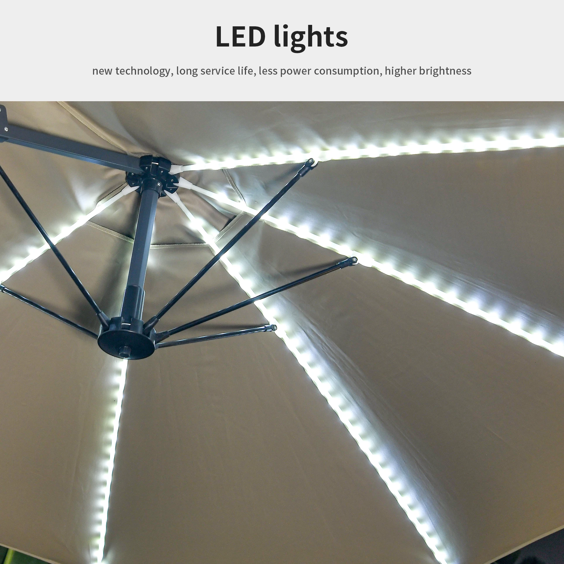 [MOJIA]Three Heads Super Big Umbrella Outdoor Furniture Big Size 4*4/5*5/6*6m Good Effect Led Stripe Wholesale Factory Cost