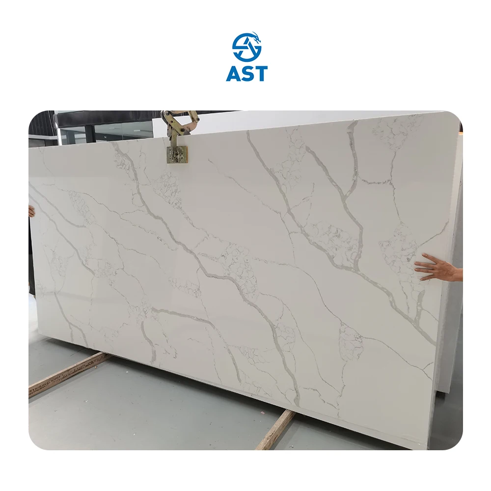 AST OEM/ODM calacatte Quatzo artificial 5042 LAZA high gloss polished durable Quartz Countertop For kitchen