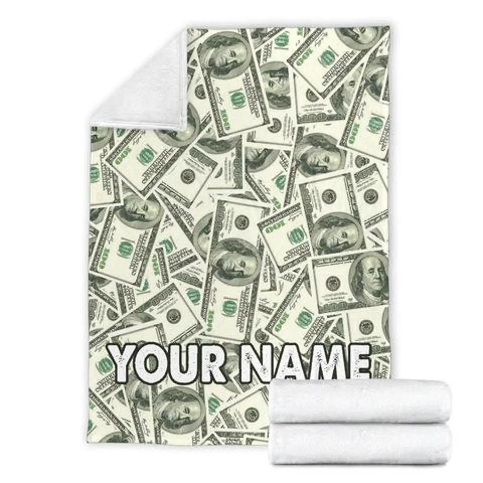 custom dollar printing blanket thick flannel fleece soft blanket as gift custom design print throw blanket