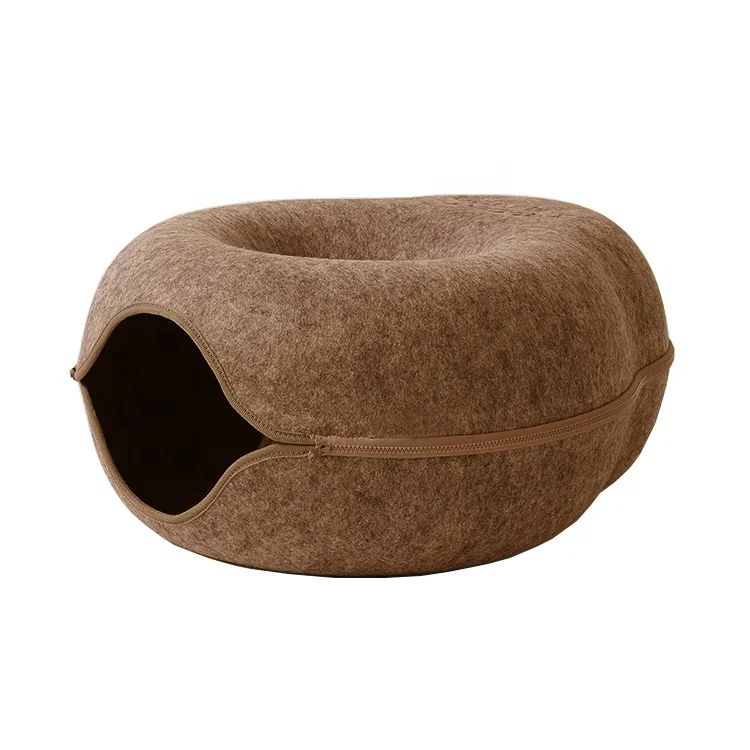 Wholesale good quality polyester thermoforming cat bed customized color size PET felt pet house for home