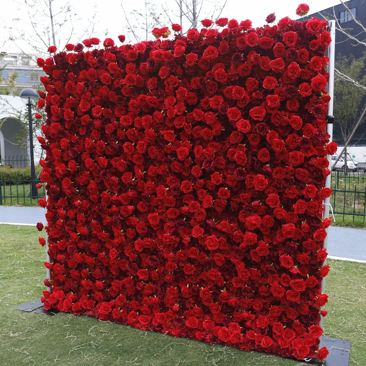 Customized Portable Roll Up 5D Flower Wall Backdrop Stand Wedding Wall Decorations Red Rose Flower Wall