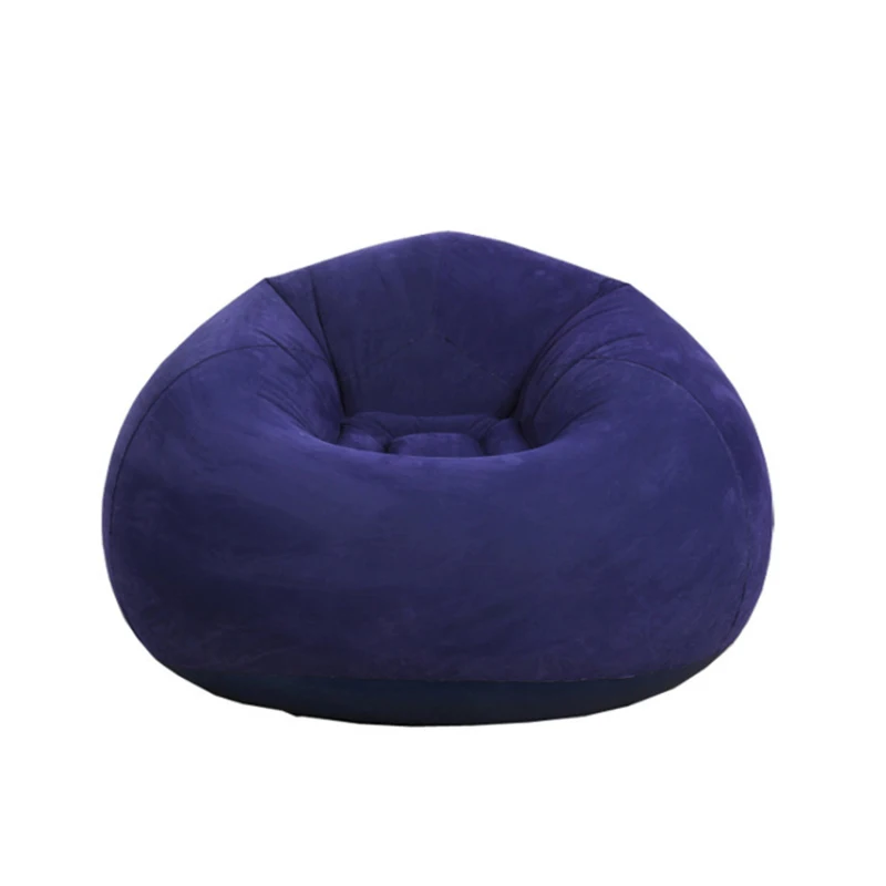 Wholesale Ultra Soft Japanese French Design Bean Bag Sofa Foldable Flocking Inflatable Blue Lounger Couch Asian Rustic Style