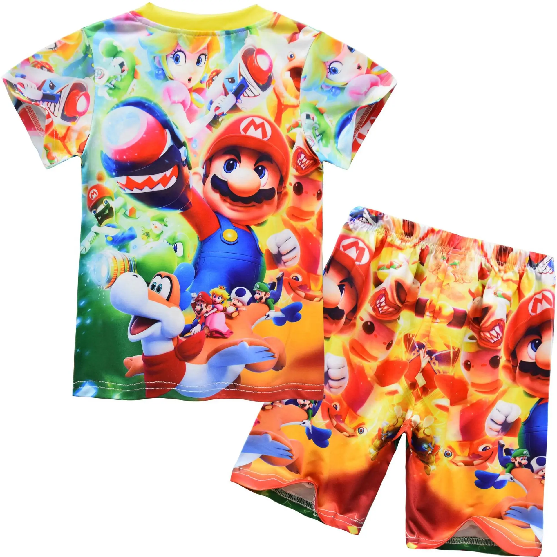 Linda toy 2024 Mario Luigi Anime T Shirt Set For Children Mario Tee Casual Short Sleeve 3d Print T-shirt Set