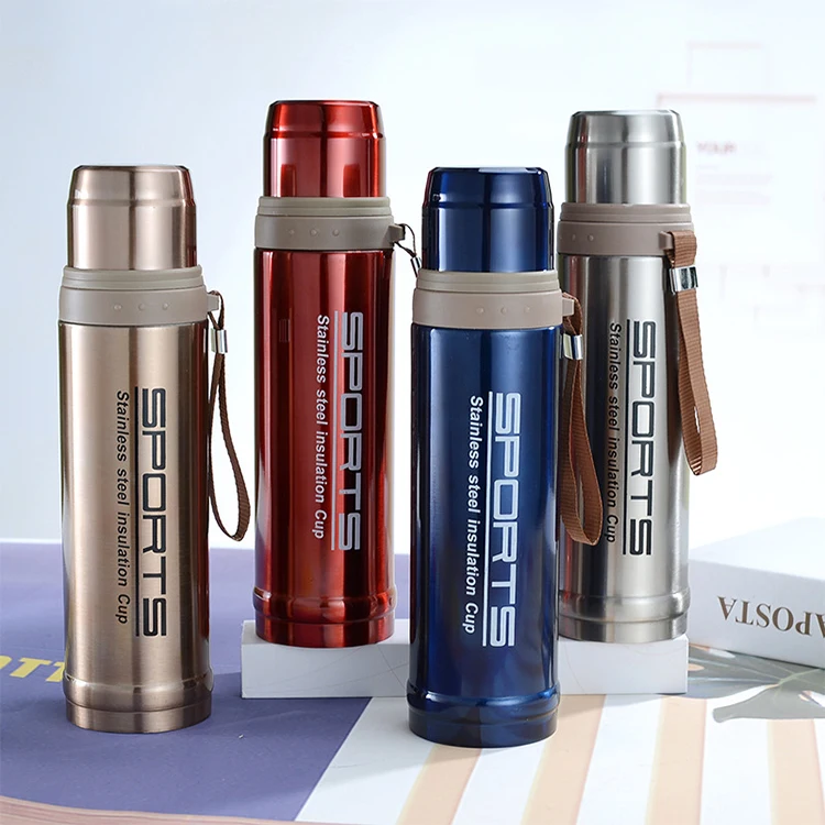 Portable Vacuum Insulated Stainless Steel Drinking Bullet Thermos Water Bottle with Handle