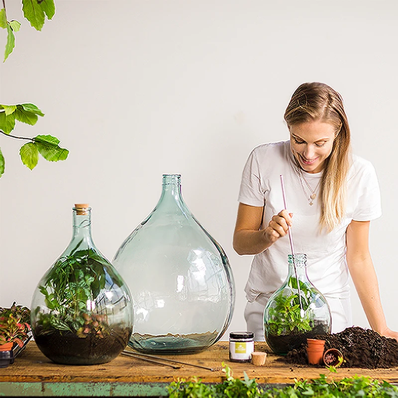 Esschert Design AGG47 Dia 21/30/40/45cm glass Jar Terrarium Bottle garden with Cork Top for plant glass fish tank