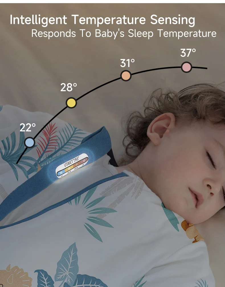 Detachable Sleeve Bamboo Cotton Baby Sleeping Bag Cozy and Safe Intelligent Constant Temperature Infant Sleep Sack Baby Products