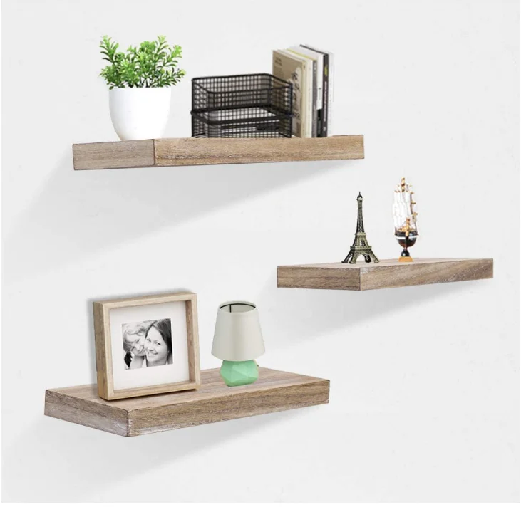 Factory direct sales modern style creative wooden wall shelf natural wall shelf