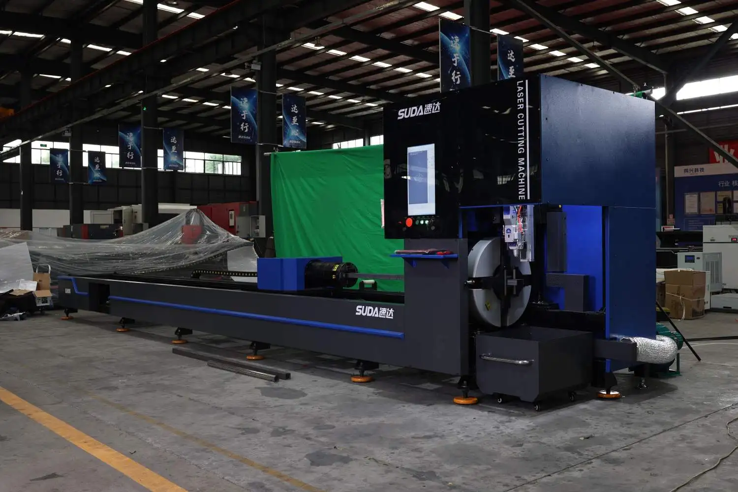 SUDA automatic professional fiber laser pipe cutting machine with loading and unloading system for sale
