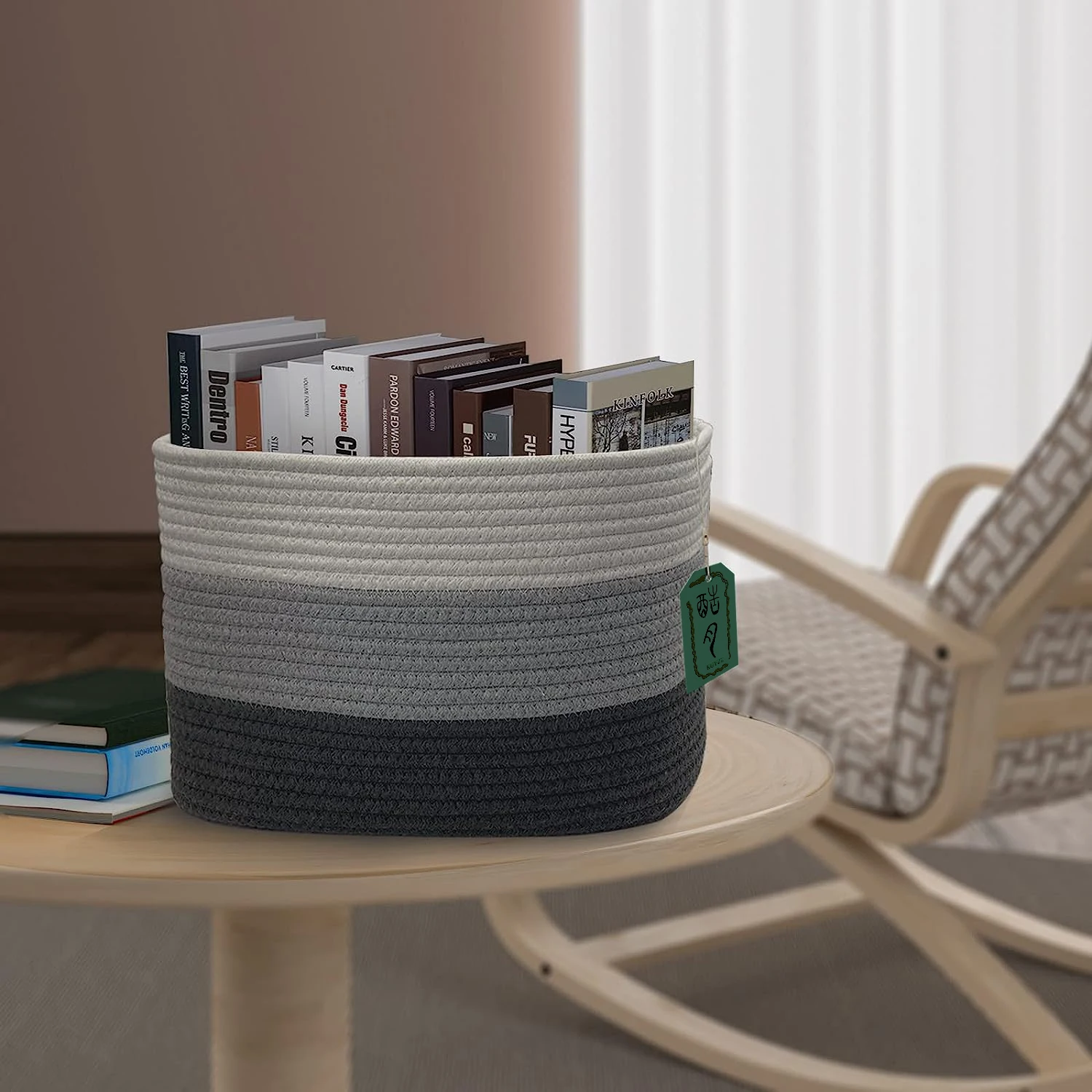 KUYUE Cotton Rope Woven Basket - Foldable Large Storage Baskets for Organizing