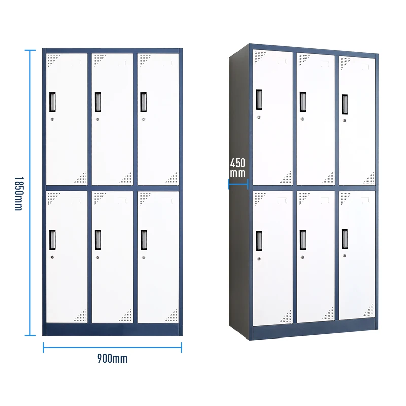 6 Door Steel furniture Gym School used Storage Metal Cabinet Locker
