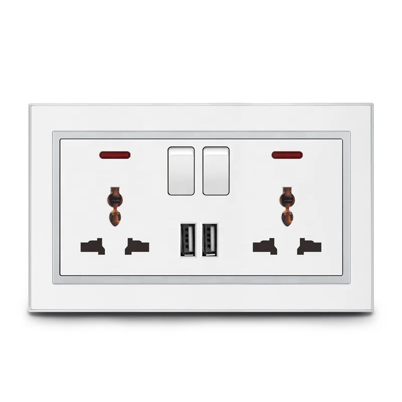Double universal wall socket with USB ports 5v 2.1A double usb wall outlet 5.01 Reviews2 buyers