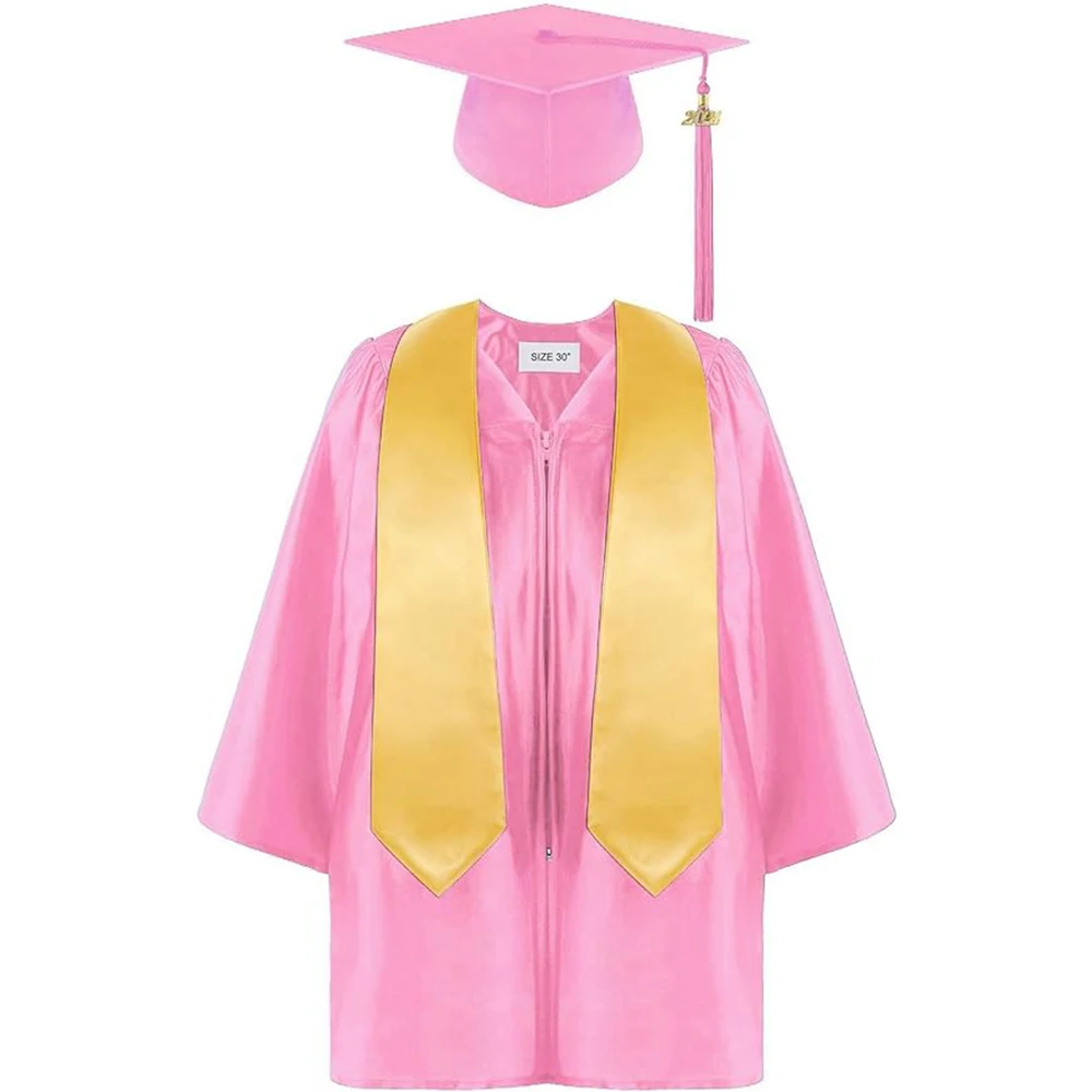 Wholesale Preschool Graduation Cap Gown Stole Medal Certificate Package 2024 Tassel Set for Graduation Gown Kids
