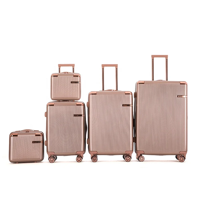 Luxury Abs Pc 12+14+20+24+28 Custom Carry On 5 Pcs Luggage Set Travel Bags Hand 4 Wheels Trolley Bag Suitcase
