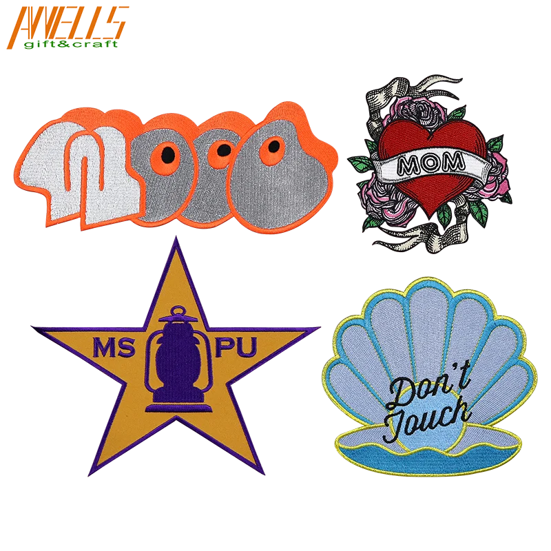 Wholesale Sewing  Small Heat Press Large Readymade Flower Rose Floral Anime Applique Patches Embroidery For Hats Clothes Jeans