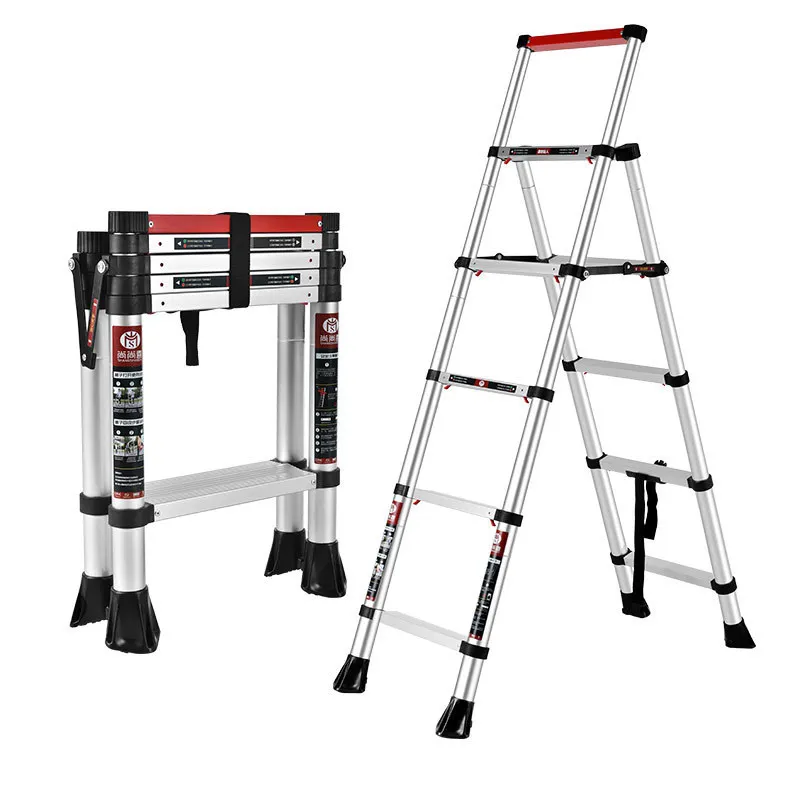 Household aluminum alloy ladder folding telescopic herringbone ladder automatic retractable ladder