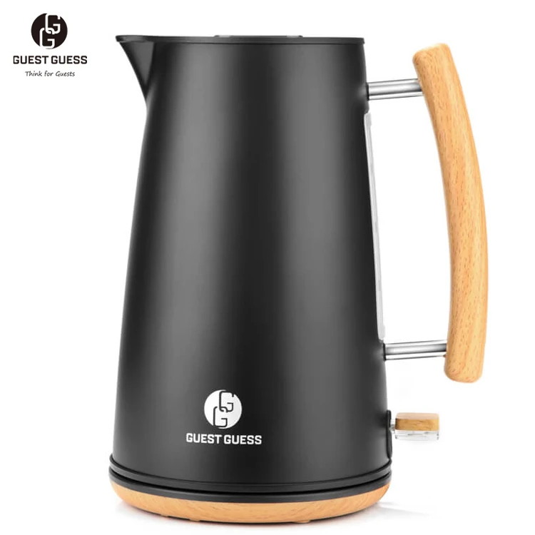 Guest Guess Brand High Quality Black Color 1.7 Litre Hotel Apartment Use Electric Hot Water Kettle With Temperature Control