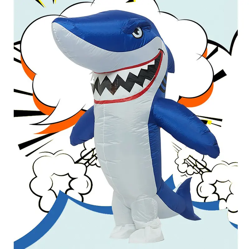 Adult kinds Halloween Party fancy dress inflatable baby blue shark carnival costume blue shark costume