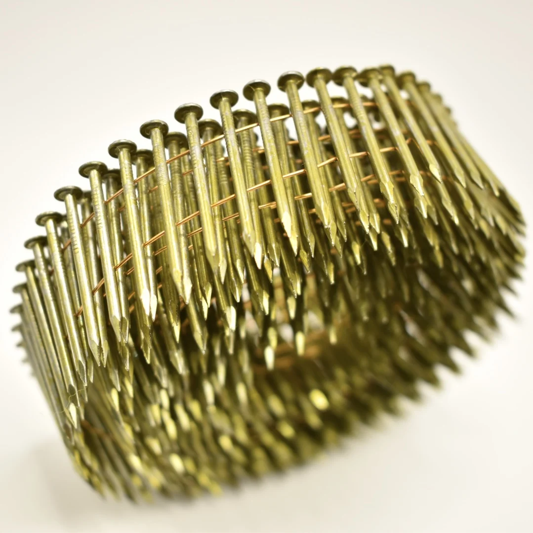 Screw smooth ring shank Factory Prices Q235 material full color coated  Coils Nails Wooden pallet use